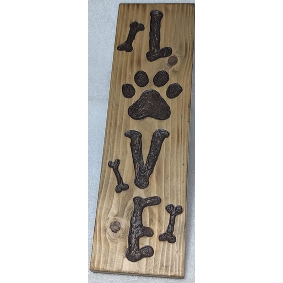 Handcrafted Other - Wooden Handcrafted sign "Love" 15" x 4.5" x 1", Dog, Puppy Themed
